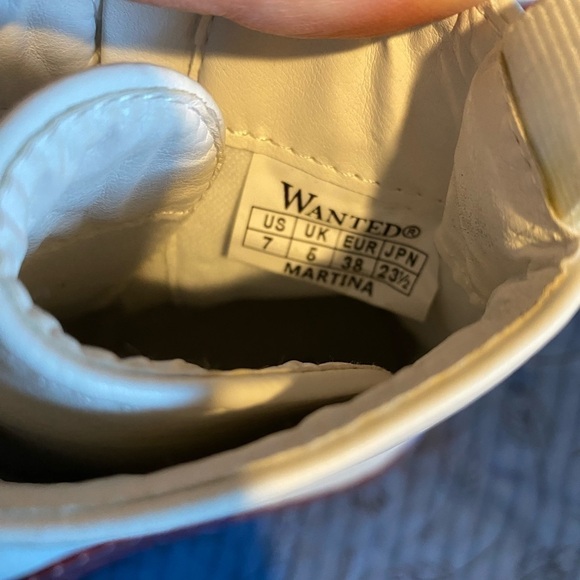 Wanted faux leather blue and red hombre soled combat boot 7 - Picture 3 of 7